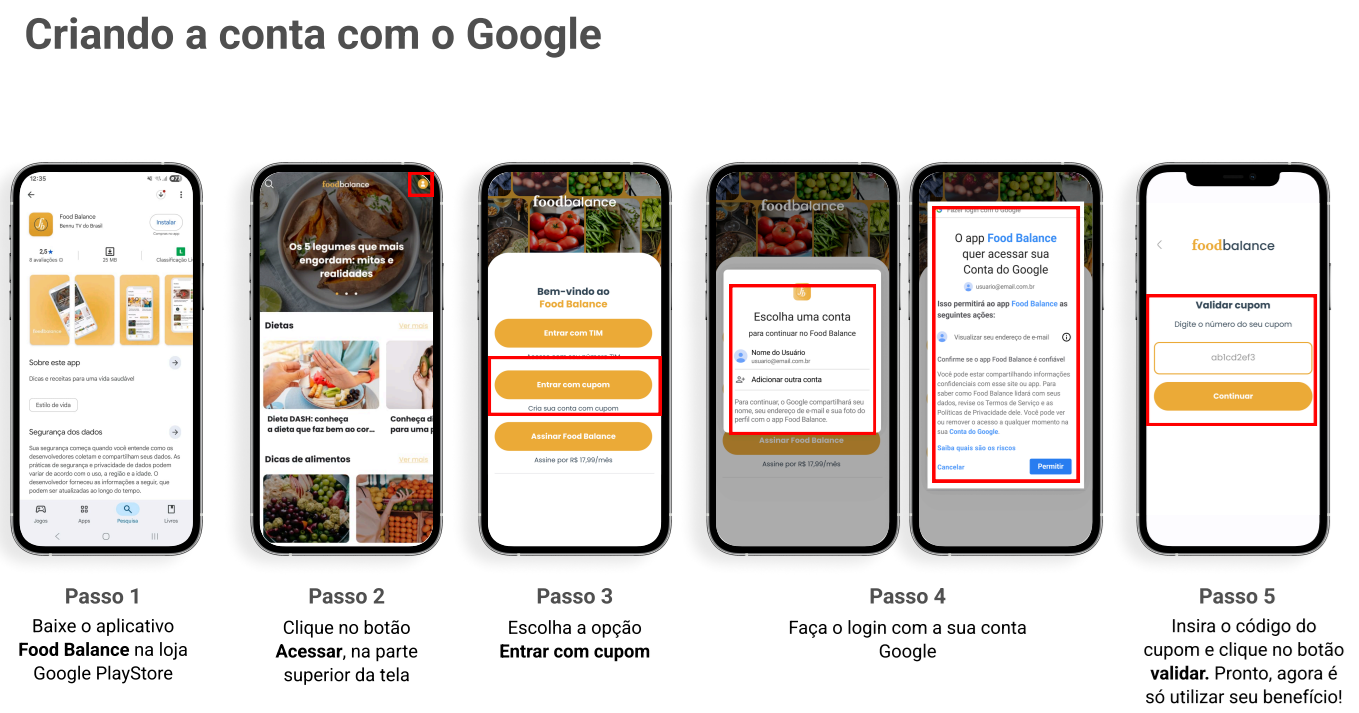 Criando a conta para Android