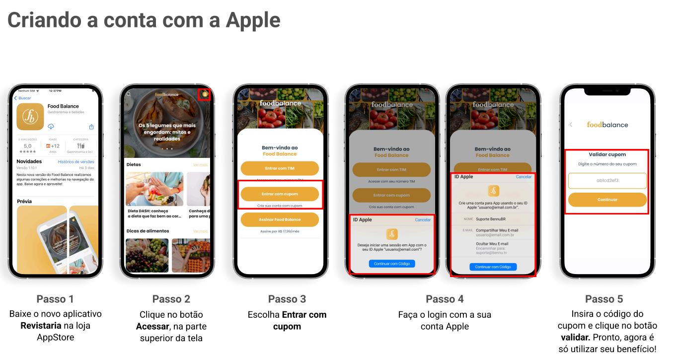 Criando a conta para Apple