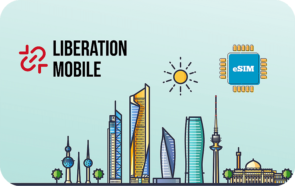 eSIM Airalo - Liberation Mobile - Kuwait - Dados Ilimitado