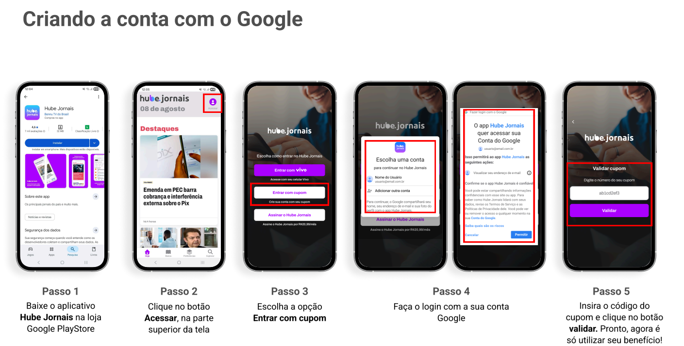 Criando a conta para Android